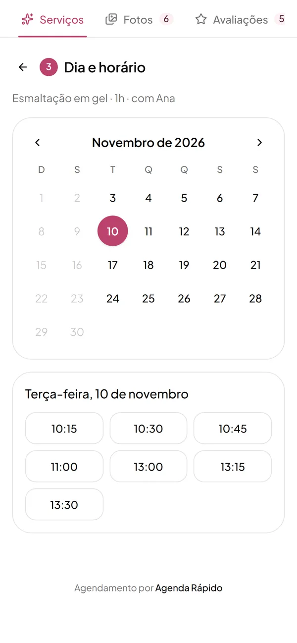 Horários livres